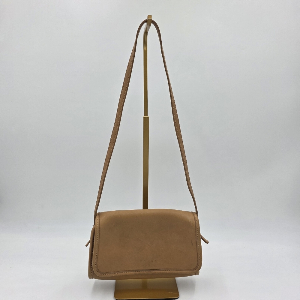 Vintage USA Coach Martini Flap Crossbody Bag Tan Leather Style 9140 (1999)